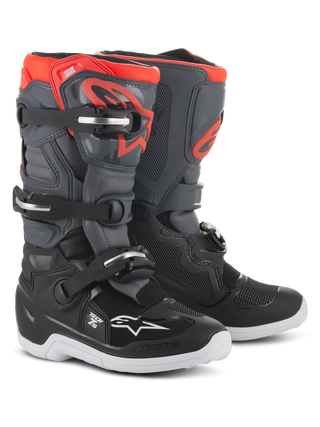 Alpinestars Youth Tech 7S Boots Black Dark Gray Red Fluo