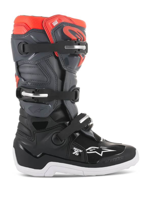 Alpinestars Youth Tech 7S Boots Black Dark Gray Red Fluo