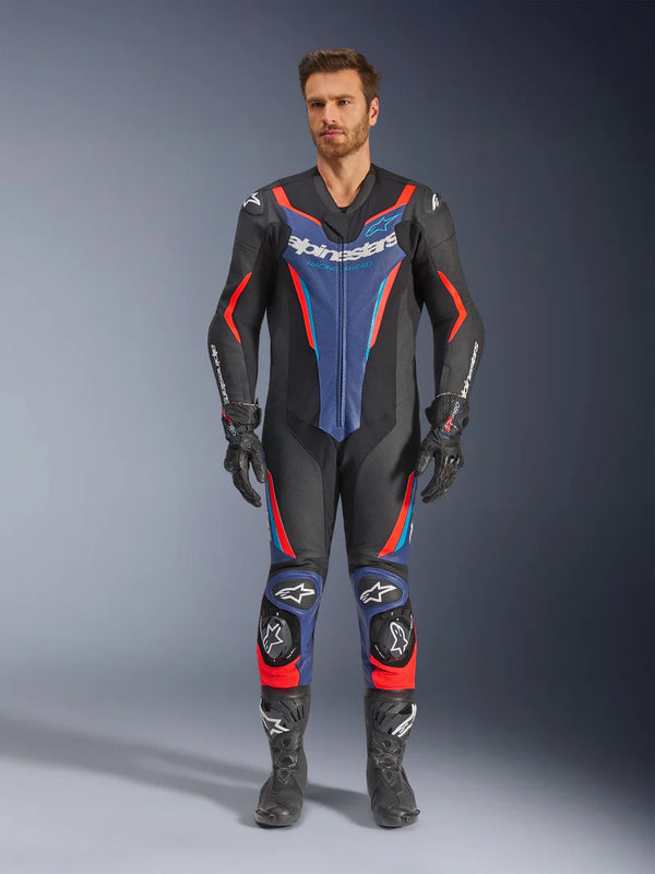 Alpinestars GP Force V2 Leather Suit Black Blue Red Fluo