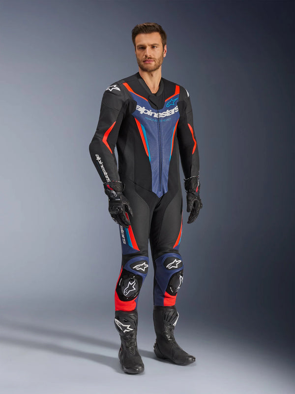 Alpinestars GP Force V2 Leather Suit Black Blue Red Fluo