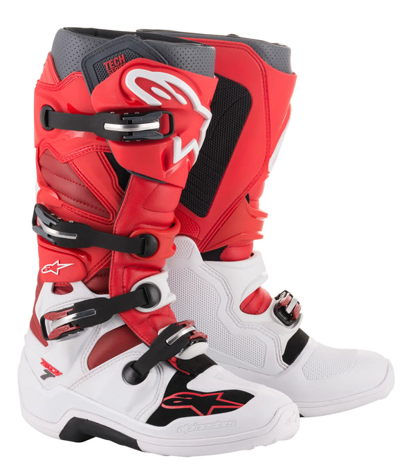 Alpinestars Tech 7 Boots White/Red/Burgundy Sz 11