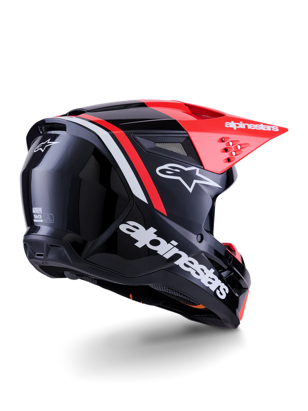 Alpinestars S-M3 Radium Helmet ECE 22.06 Black Red Fluo White Glossy