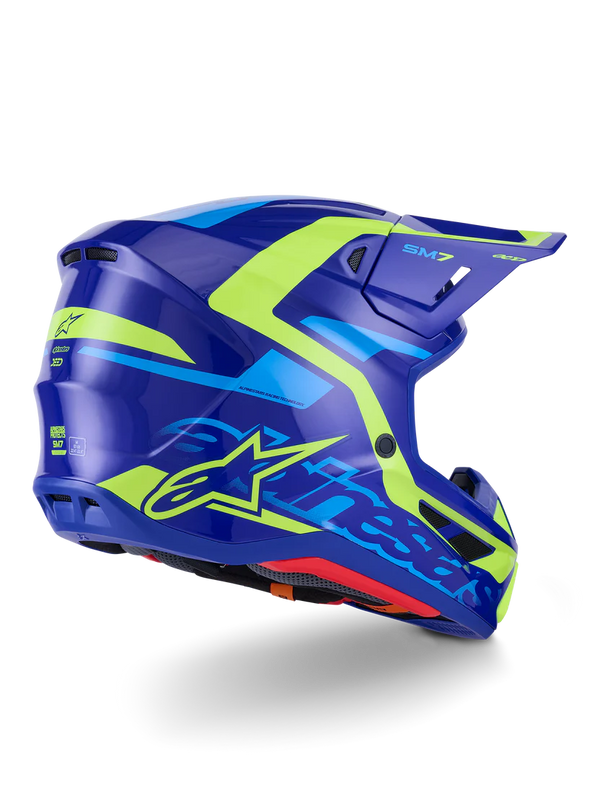 Alpinestars S-M7 Solid Helmet ECE 22.06 Blue Yellow Fluo Glossy