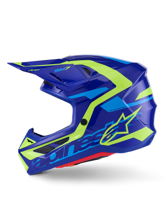 Alpinestars S-M7 Solid Helmet ECE 22.06 Blue Yellow Fluo Glossy