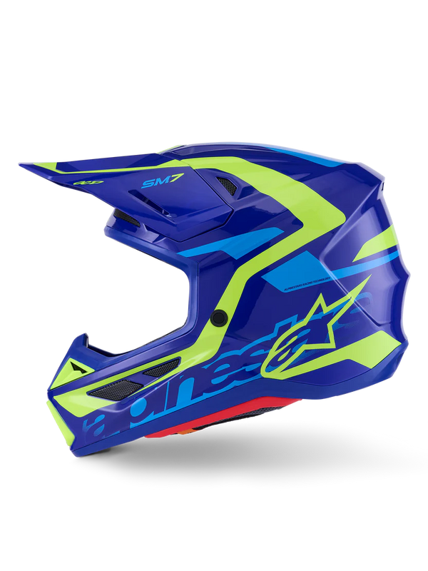 Alpinestars S-M7 Solid Helmet ECE 22.06 Blue Yellow Fluo Glossy