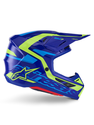 Alpinestars S-M7 Solid Helmet ECE 22.06 Blue Yellow Fluo Glossy