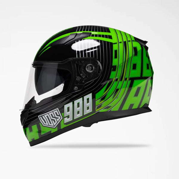 VOSS 988 MOTO-1 ECHO GREEN HELMET