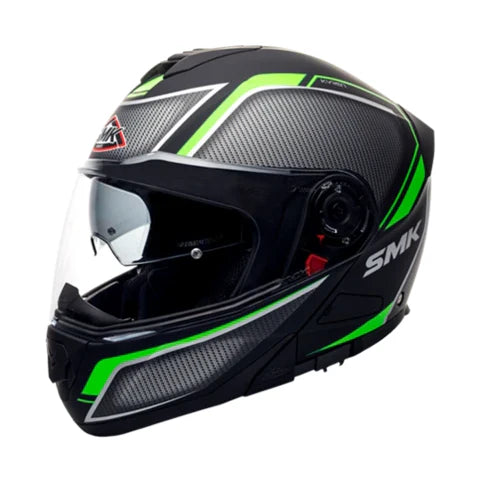 SMK Glide Kyren Modular Motorcycle Helmet – Matt Black/Grey/Green