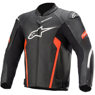 Alpinestars Faster V2 Leather Jacket Black / Red Fluo